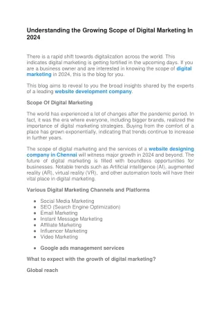 Understanding the Growing Scope of Digital Marketing In 2024