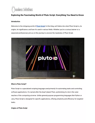 Exploring the Fascinating World of Pluto Script_ Everything You Need to Know