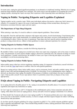 Vaping in Public: Navigating Etiquette and Legalities