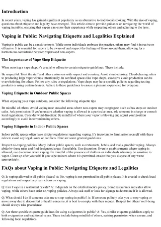 Vaping in General public: Navigating Etiquette and Legalities