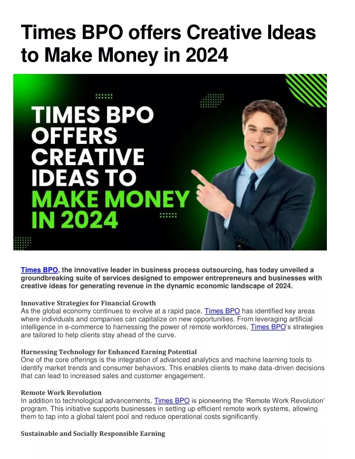 times bpo offers creative ideas to make money