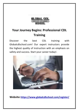 Your Journey Begins: Professional CDL Training