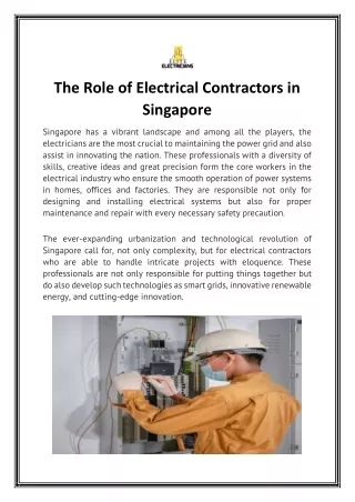 The Role Of Electrical Contractors in Singapore