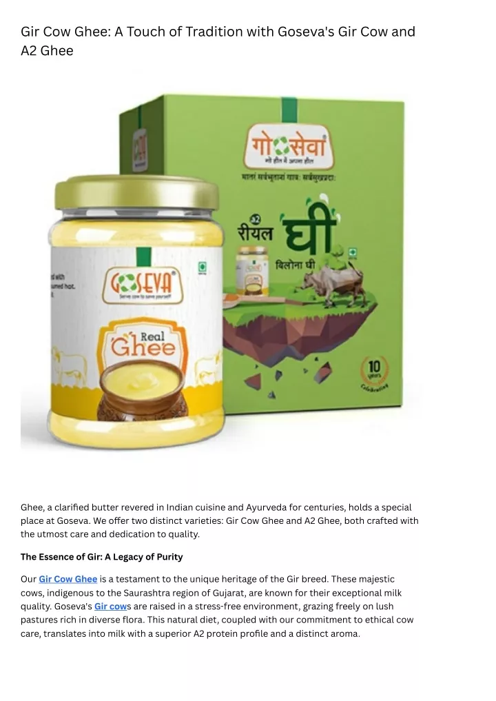 gir cow ghee a touch of tradition with goseva