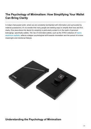 The Psychology of Minimalism How Simplifying Your Wallet Can Bring Clarity