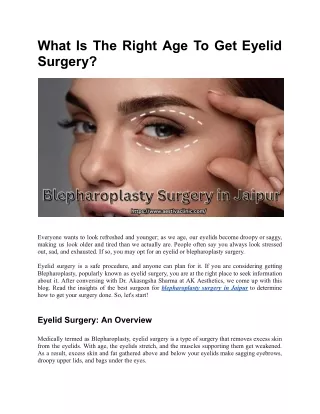 Blepharoplasty Surgery in Jaipur