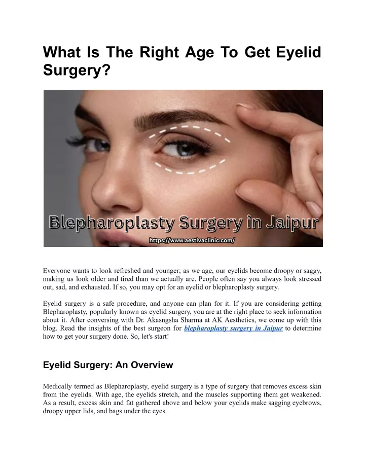 what is the right age to get eyelid surgery