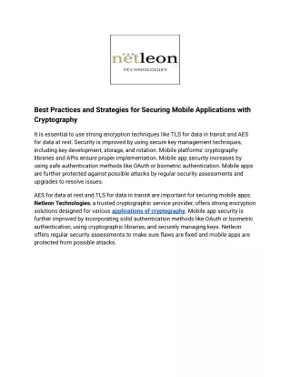 Best Practices and Strategies for Securing Mobile Applications with Cryptography