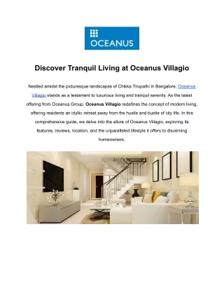 Discover Tranquil Living at Oceanus Villagio