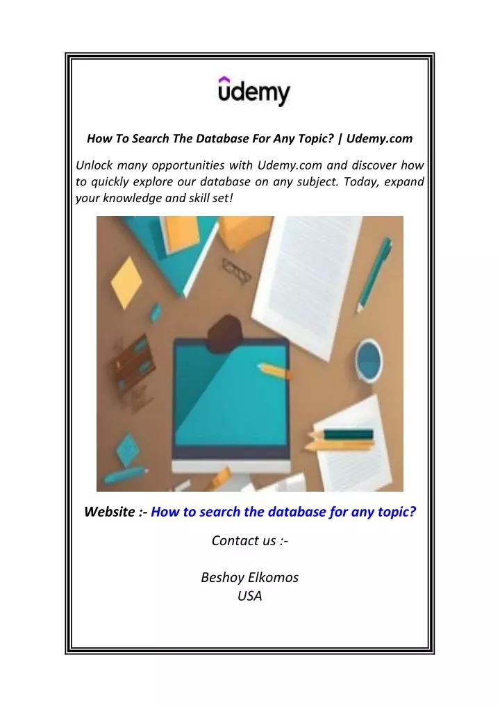 how to search the database for any topic udemy com