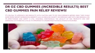 Dr OZ CBD Gummies (Incredible Results)