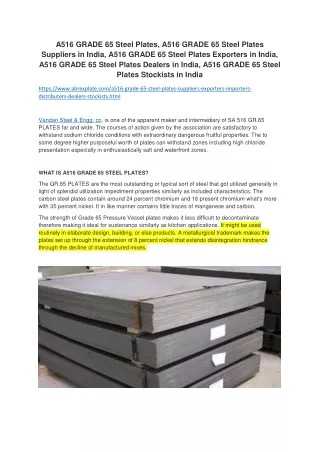 A516 Grade 65 Steel Plates Stockists in India