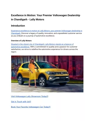 Excellence in Motion_ Your Premier Volkswagen Dealership in Chandigarh - Lally Motors