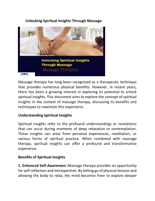 Unlocking Spiritual Insights Through Massage
