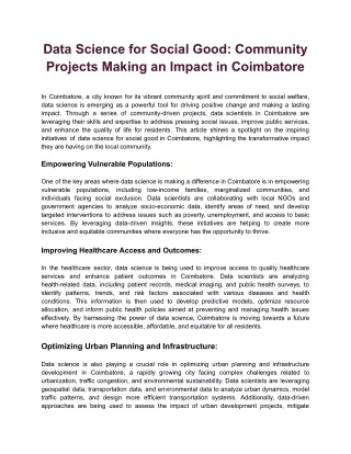 Data Science for Social Good_ Community Projects Making an Impact in Coimbatore