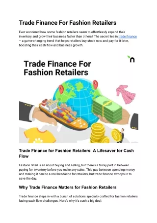 Trade Finance For Fashion Retailers