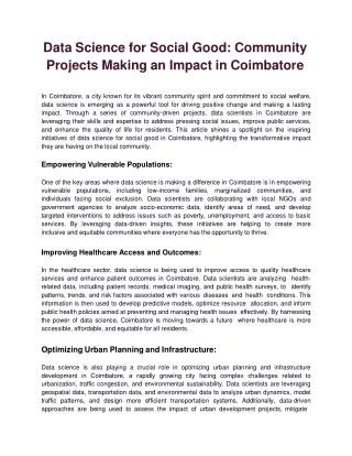 Data Science for Social Good_ Community Projects Making an Impact in Coimbatore