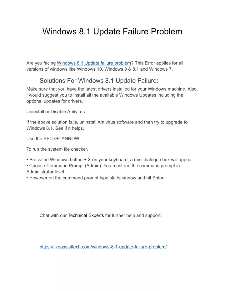 windows 8 1 update failure problem