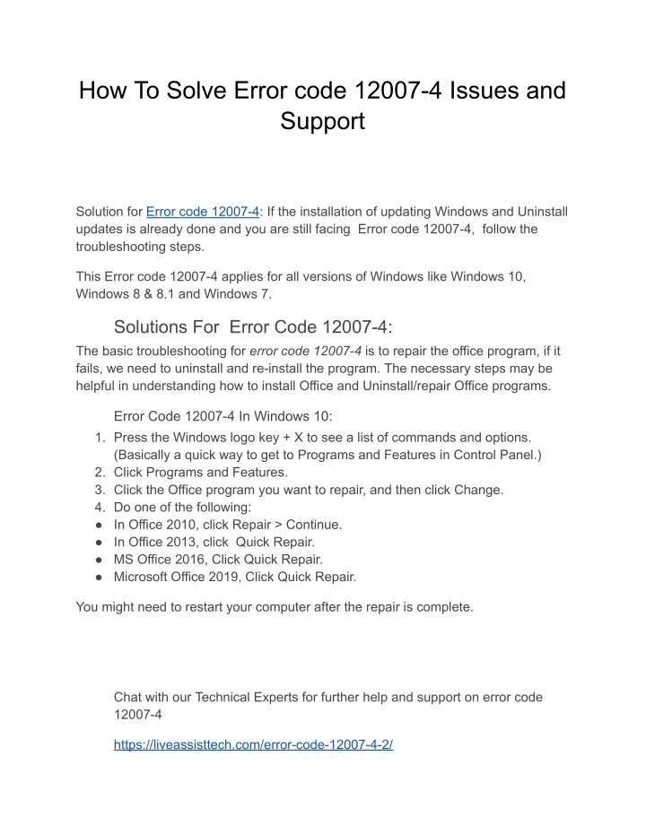 how to solve error code 12007 4 issues and support