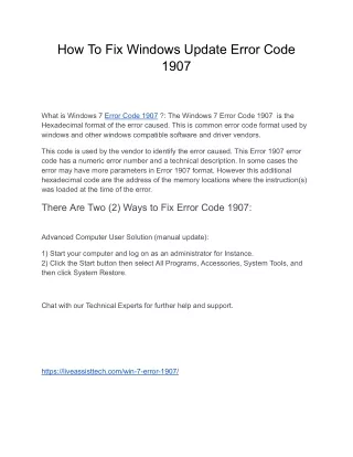 how to fix windows update error code 1907