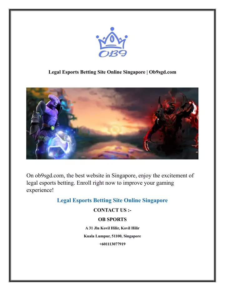 legal esports betting site online singapore