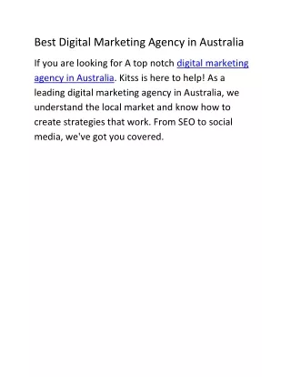 Best Digital Marketing Agency in Australia