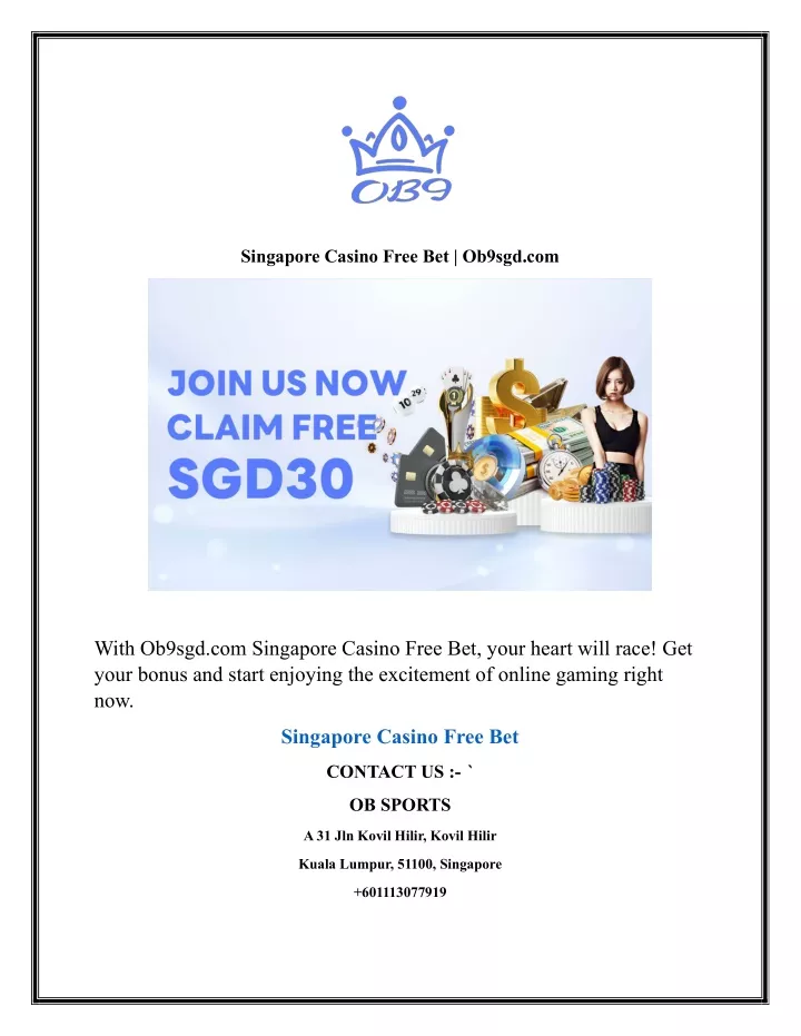 singapore casino free bet ob9sgd com