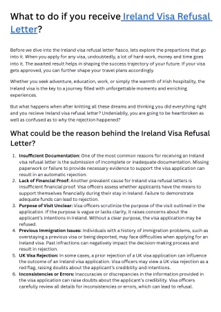 What to do if you receive Ireland Visa Refusal Letter