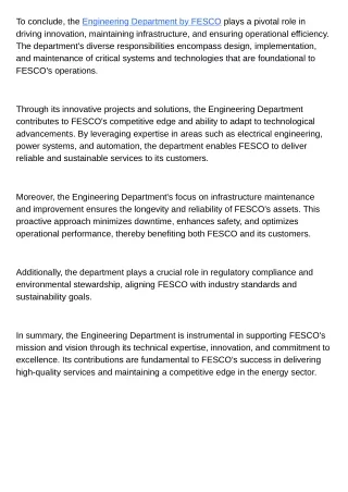 Engineering Department by FESCO