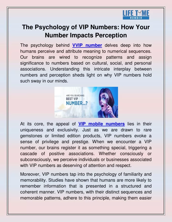the psychology of vip numbers how your number