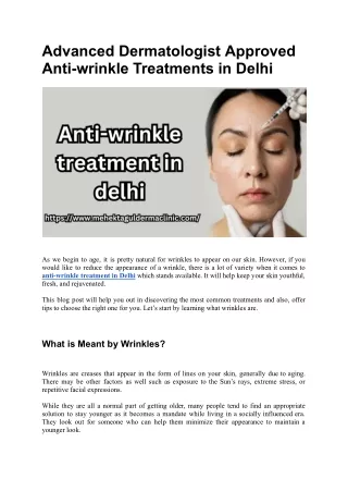 Anti-wrinkle Treatment in Delhi
