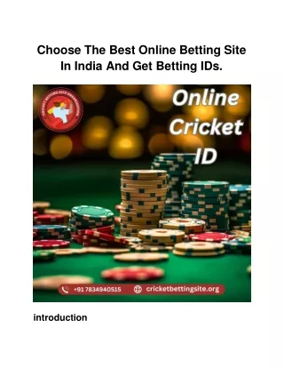 Choose The Best Online Betting Site In India And Get Betting IDs (1)