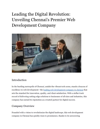Leading the Digital Revolution_ Unveiling Chennai's Premier Web Development Company
