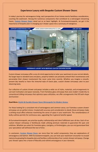 Elevate Your Bathroom Design with Custom Shower Doors