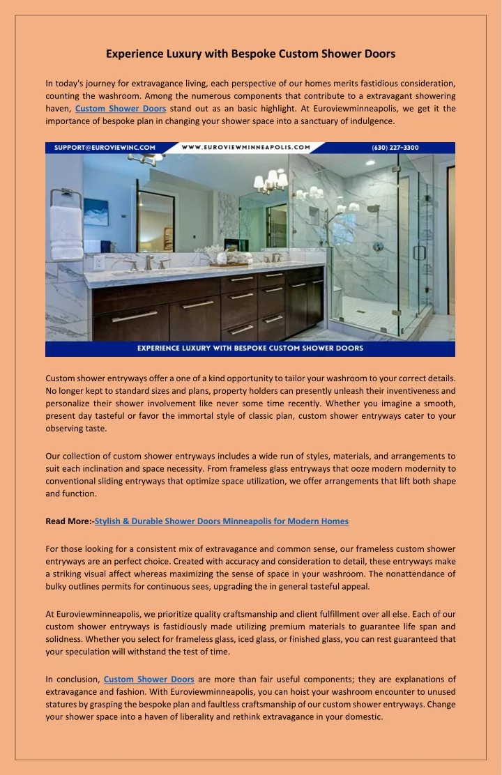 experience luxury with bespoke custom shower doors