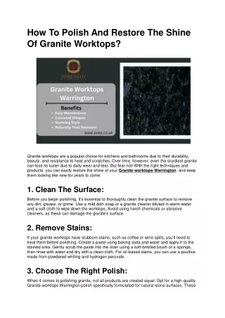 How To Polish And Restore The Shine Of Granite Worktops