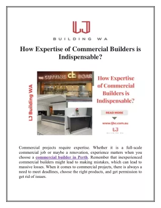 How Expertise of Commercial Builders is Indispensable