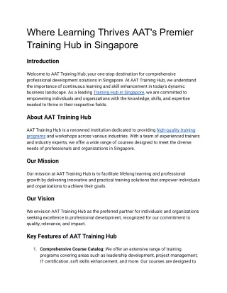 Driving Innovation Through Education AAT Training Hub Leading the Charge in Sin
