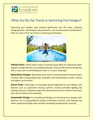 What Are the Top Trends in Swimming Pool Designs?