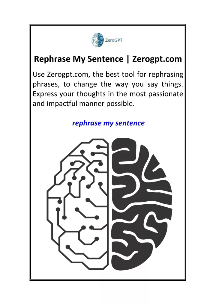 rephrase my sentence zerogpt com