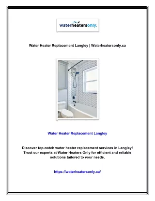Water Heater Replacement Langley | Waterheatersonly.ca