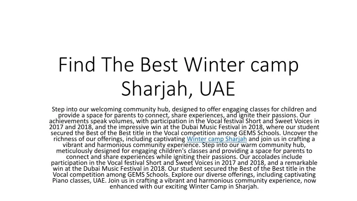 find the best winter camp sharjah uae