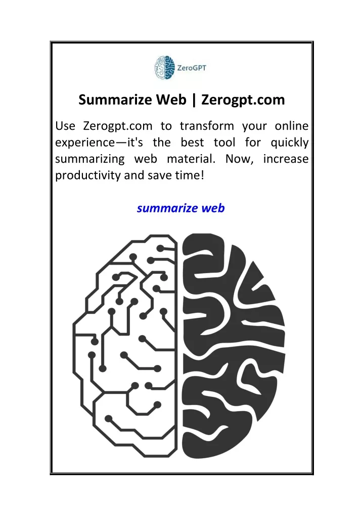 summarize web zerogpt com