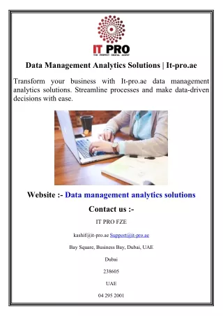 data management analytics solutions it pro ae