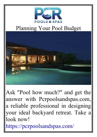 Planning Your Pool Budget