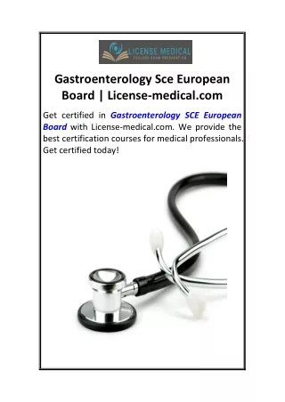Gastroenterology Sce European Board  License-medical.com