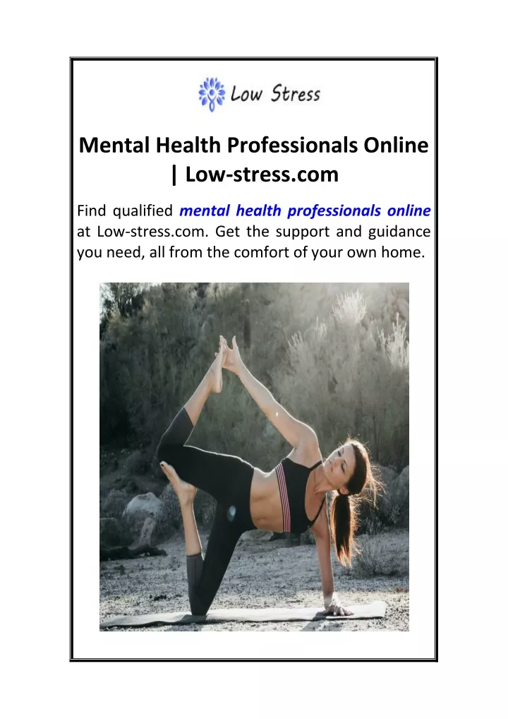 mental health professionals online low stress com