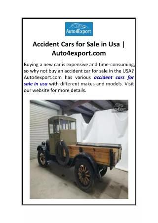 Accident Cars for Sale in Usa  Auto4export.com