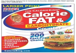 Read  [PDF]  CalorieKing 2022 Larger Print Calorie, Fat & Carbohy