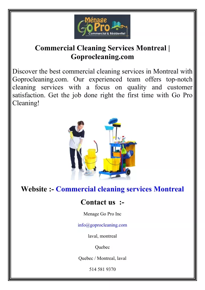 commercial cleaning services montreal